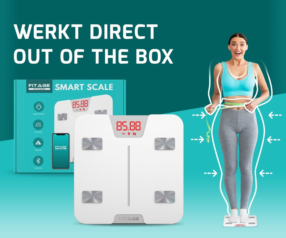 FITAGE Smart Scale mit App misst 17 Körperwerte - Weiß