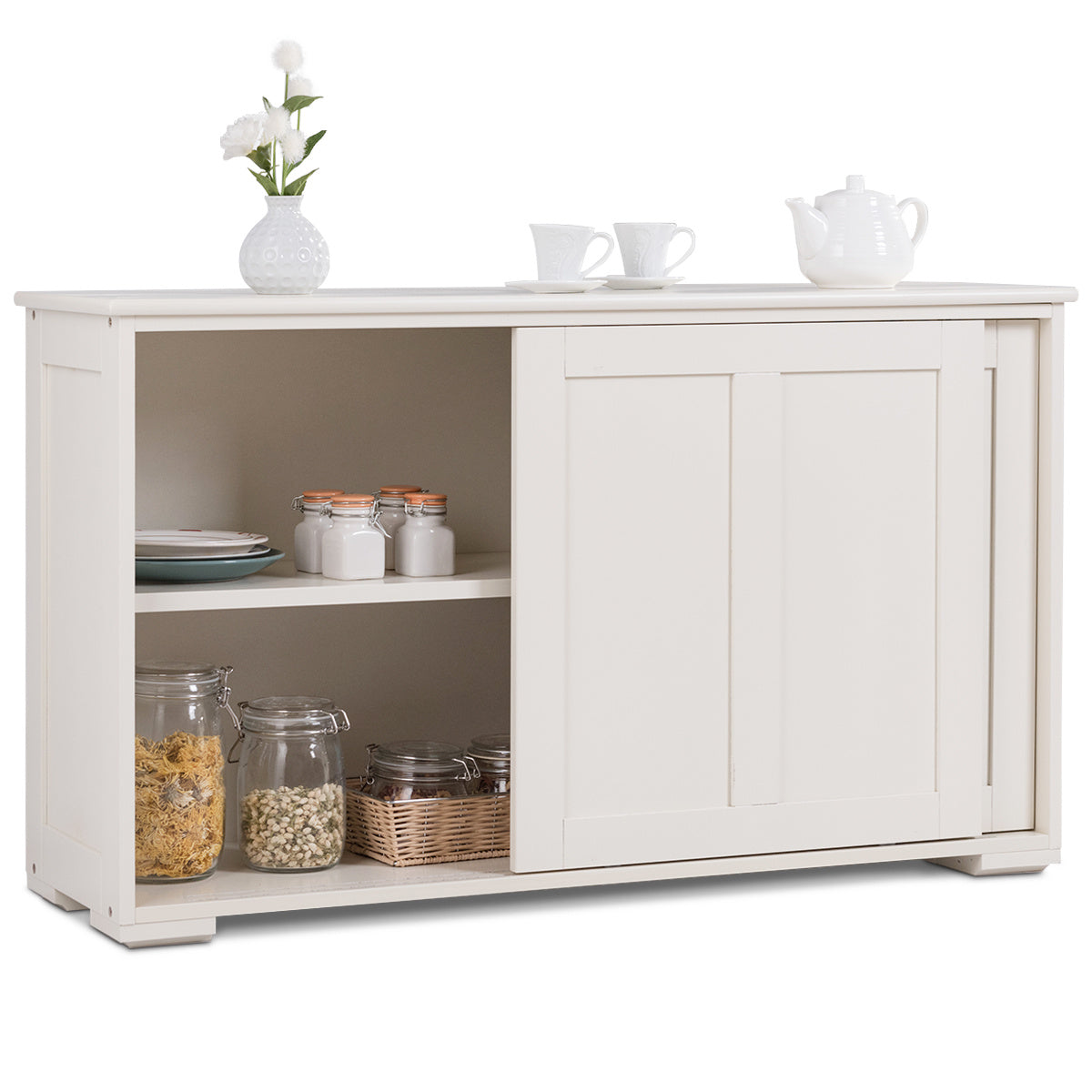 Coast Sideboard Anrichte Küchenschrank - Mit Schiebetüren - 106,5 x 33 x 60 cm - Beige