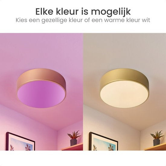 Gologi Smart Ceiling Lamp - Deckenleuchten - LED RGB - Deckenleuchte - Industrial - Schlafzimmer & Wohnzimmer - Ø 30cm - Gold