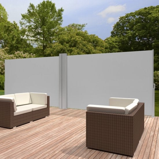 tectake - Aluminium Windschutz Seitenmarkise Terrassenschirm Sichtschutz - doppelt - 160 x 600 cm - grau - 402331