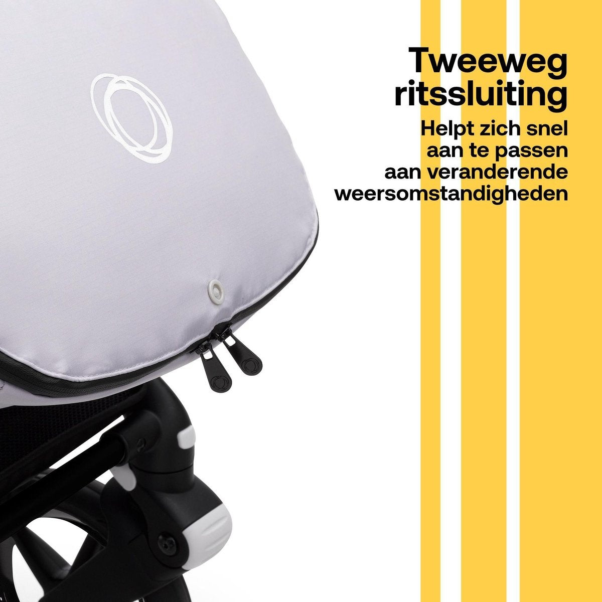 Bugaboo - kuscheliger Fußsack - Kinderwagenzubehör mit Kapuze - Zwei-Richtungen-Reißverschluss - Grey