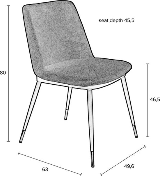 Esszimmerstuhl Beige Stoff - 63x49.6x80cm - Lionel - Giga Meubel