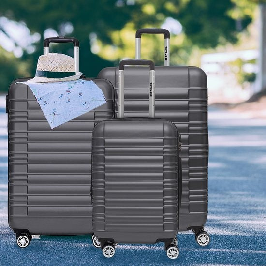 TRVLMORE - Kofferset - 3 Stück - 38L (Handgepäck) + 70L + 110L - Dunkelgrau