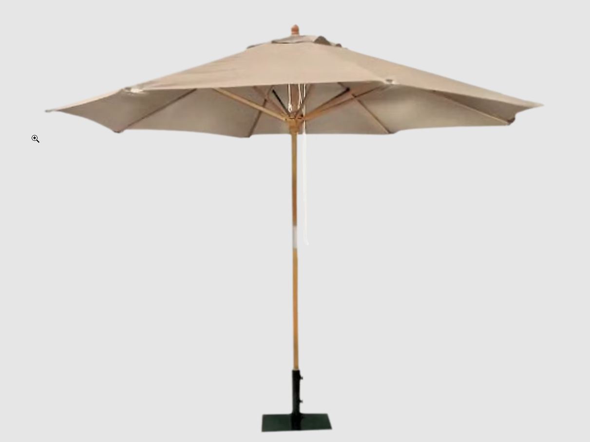 Belavi Sonnenschirm aus Holz - wasserabweisendes Polyestertuch - 300 cm - Taupe