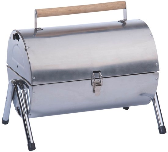 alpina Holzkohlegrill - Tragbarer Grill mit Griff - Campinggrill mit Belüftung und Verriegelungsclip - Holzkohlegrill Kompakt 38 x 30 x 19 cm - Edelstahl