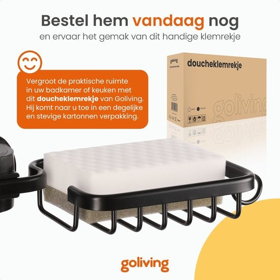 Goliving Doucherek Hangend - Doucherekje - Zonder Boren - Keukenrek - Gootsteen Organizer - Badkamer Accessoires - Dubbele Ruimte - Zwart