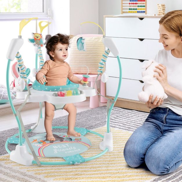 Coast Baby Sky Jumperoo Lauflernhilfe mit Höhenverstellung, Spielzeug und Spieluhr, Hüpfsessel mit 360° drehbarem Sitz, Activity Center für Babys ab 6 Monaten, belastbar bis 12 kg