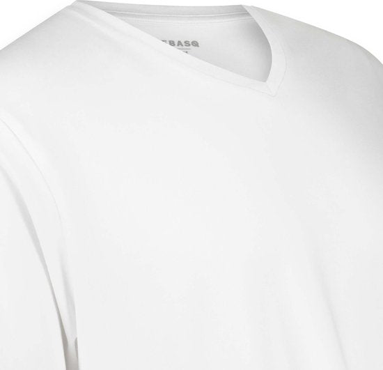 LebasQ - Davis' T-Shirt für Männer - 3er-Pack - mit V-Ausschnitt - Extra lang - Geeignet als Unterhemd - Weiß - L - Baumwolle