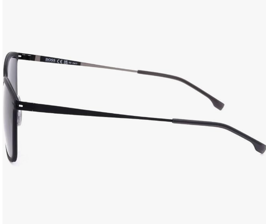 Hugo Boss BOSS 1243/S Sonnenbrille – Mattgrau/Schwarz – 55/21/150 – Rechteckig, Edelstahl