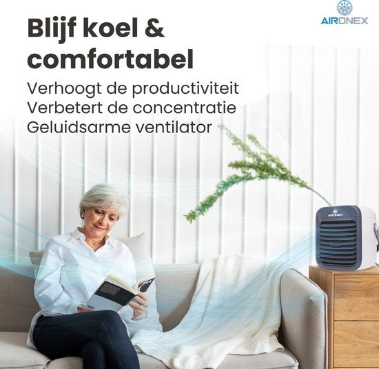 Aironex Tragbarer Luftkühler Blau - bis zu 15 m² - 0.3L Wassertank