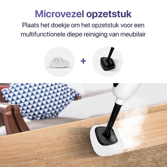 LUMAN - 12 in 1 Dampfreiniger - Teppich-/ Fleckenreiniger - 10 Aufsätze & 3 Mikrofasertücher - Reinigt Boden/Sofa,/Bad/Teppich - Weiß