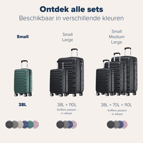 TRVLMORE - Koffer - Handgepäck Trolley - Zahlenschloss - Trolley - 54x36x20cm - 38L - Dunkelgrün