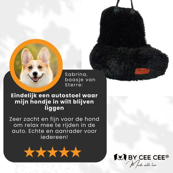 Autositz Hund Deluxe Rücksitz - Hundekorb Auto mit Sicherheitsgurt - Autokorb Hund - Hundesitz - großer Hund - Schwarz - Größe M