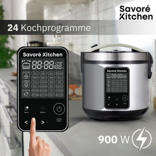 Savoré Kitchen - MultiTaste Multikocher 5L mit 24 Kochfunktionen - Multikocher - Reiskocher - Dampfkocher - Touch Control