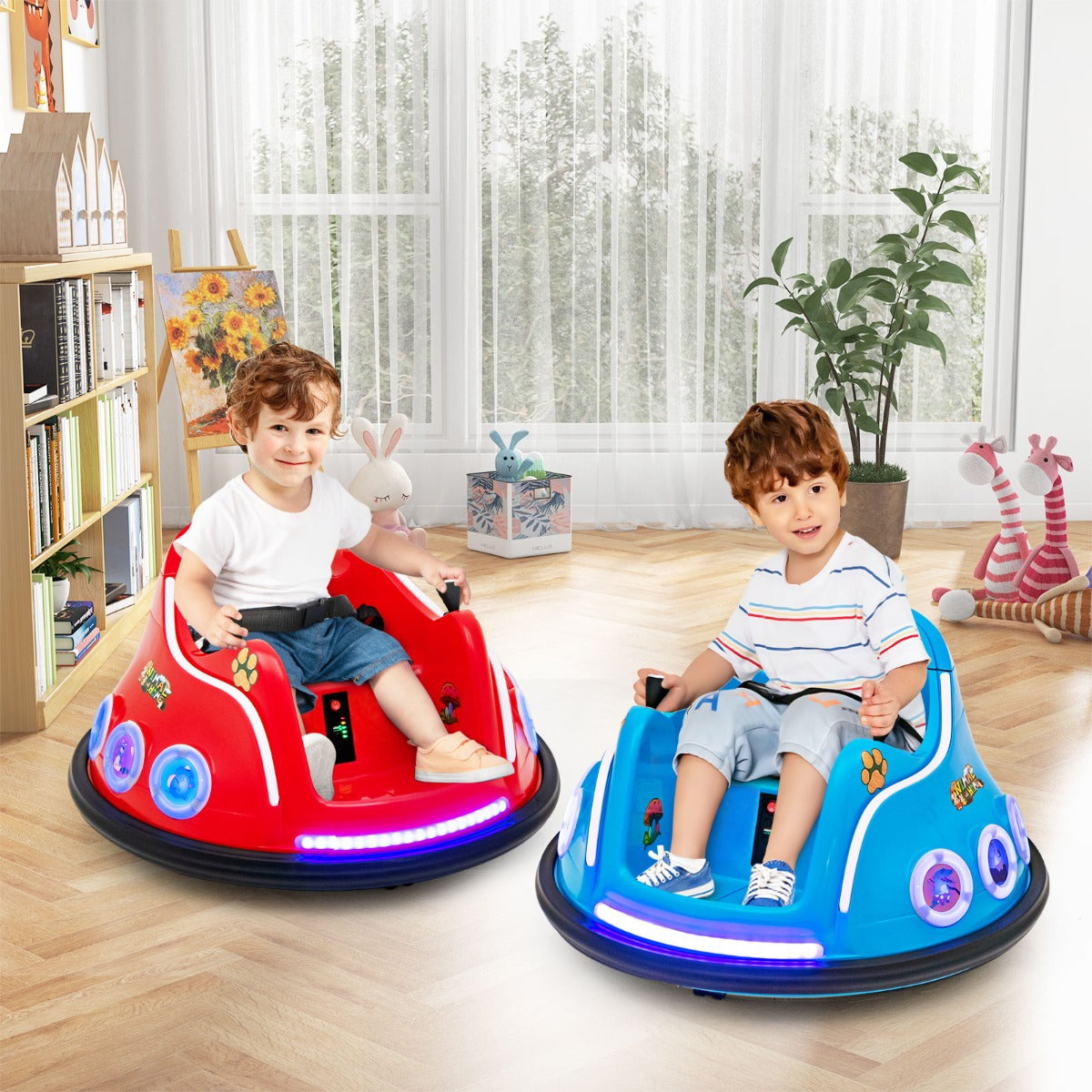Coast Autoscooter - 360 Grad drehbar - 12V - Inkl. Musik & Licht - 73x73x43cm - Blau