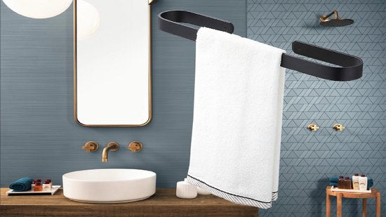 Selbstklebende Handtuchhalter - Edelstahl - 40 cm - Schwarz