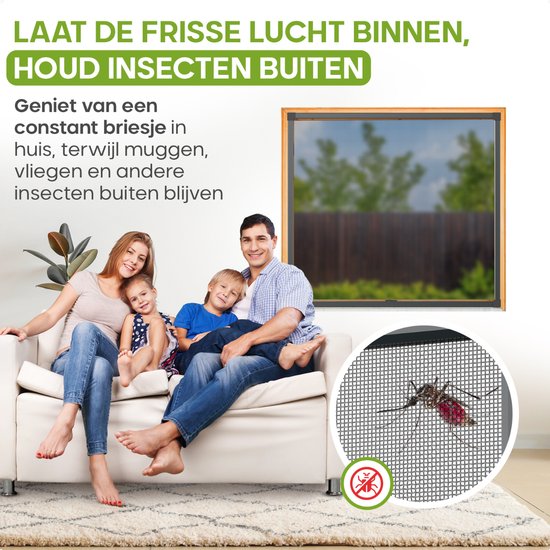 O'DADDY® Fenstergitter - 100x150 cm - Anpassungsfähiges Fliegengitter - Glasfaser - Drahtgeflecht - Insektenschutzgitter - Vielseitig und einfach zu montieren - Schwarz
