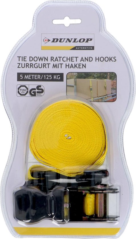 Dunlop Zurrgurt mit Ratsche - Zurrgurt 5M - Max. Zurrkraft 125KG