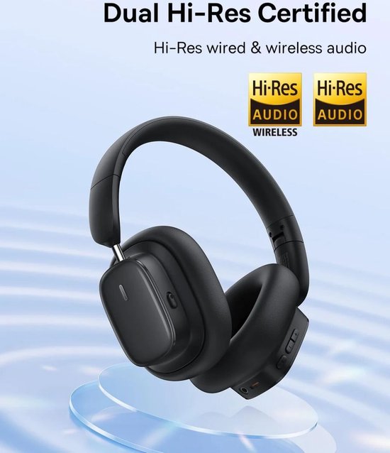 Baseus Bowie H1i Bluetooth-Kopfhörer mit Geräuschunterdrückung (Noise Cancelling), kabellose Kopfhörer mit ANC, schwarz