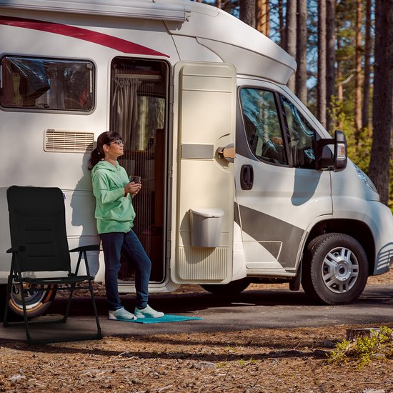 TRVLMORE Campingstuhl - 7 Positionen - Komfortabler Campingstuhl - 120 kg Belastbarkeit - Liegeposition - Klappstuhl - Klappstuhl - Schwarz