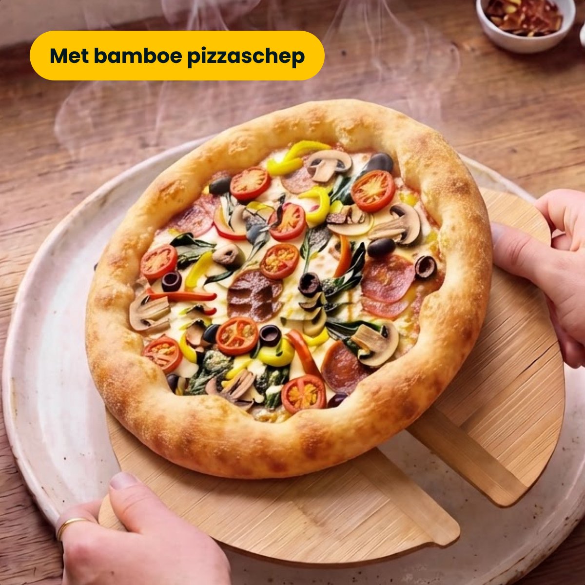 MOA Elektrischer Pizzaofen – Bis zu 400 °C – 30,5 cm Pizzastein – Einstellbare Ober- und Unterhitze – Inklusive 2 Bambus-Pizzaschaufeln – Schwarz