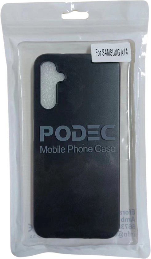 Podec Case passend für Samsung Galaxy A14 Schwarzes Handy Case - Anti-Shock Case Cover mit 1x Displayschutzfolie