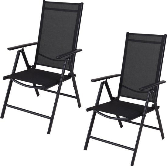 Pro Garden Gartenstuhl/Klappstuhl/Campingstuhl - klappbar - Schwarz - 2 Stk.