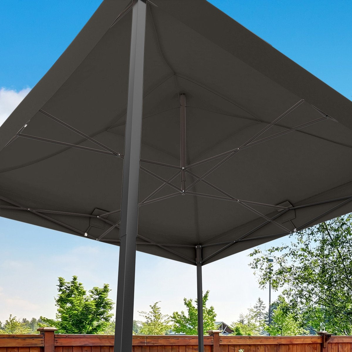LifeGoods Partyzelt - 3x3 m - leicht aufbaubar - faltbar - wasserdicht - Tragetasche mit Rädern - anthrazit