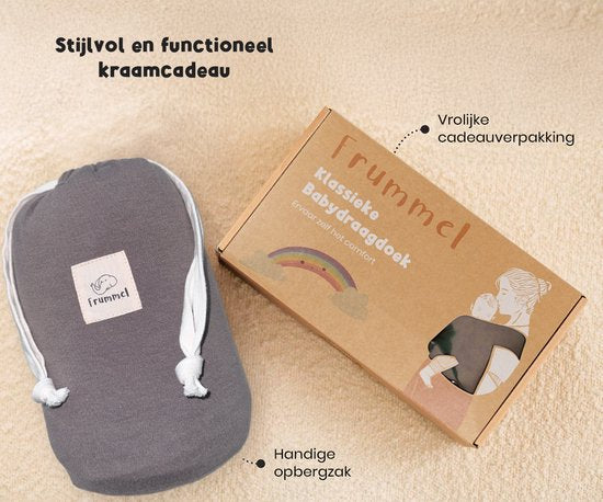 Frummel Baby-Tragetuch Taupe – Tragehilfe – Baby-Wickeltuch – Baby-Tragehilfe – Tragetuch für Babys – Babys von 0 bis 36 Monaten – Neugeborene