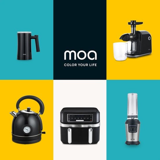 MOA Milchaufschäumer elektrisch - für Cappuccino und Latte - 3-in-1 - Schwarz - BPA-frei - MF1B