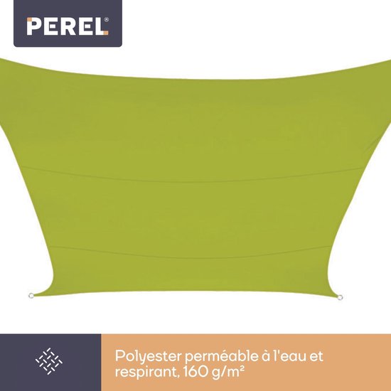 Perel Schattentuch, wasserabweisend, 3,6 x 3,6 m, 160 g/m², Polyester, quadratisch, lindgrün