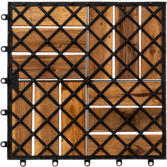 Hesperide Gartenfliesen/Balkon- und Terrassenfliesen – 9 Stück – Akazienholzfarbe – Kunststoff – 30 x 30 cm – Terrassendielen – mit Klickverbindung
