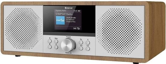 Denver Internet Radio - DAB/FM - CD-Player - Bluetooth - AUX/USB - Holz - Braun/Weiß