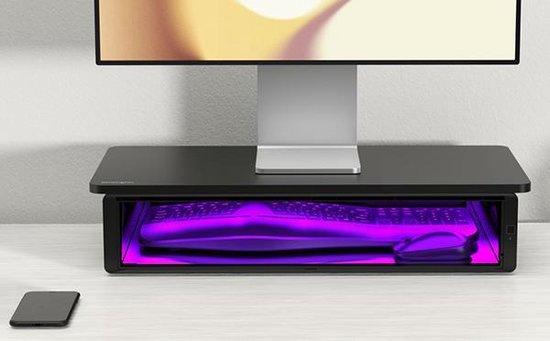 Kensington UVStand™ Monitorständer mit UVC-Sterilisationsfach/Aufbewahrungsschublade - Schwarz