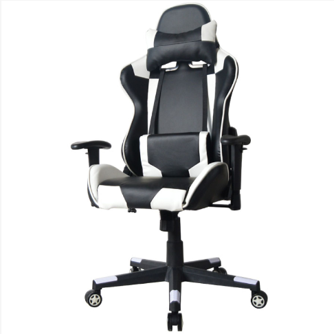 VDD HUKY1010_WITZWART Gaming-Stuhl – Verstellbare Rückenlehne 180° – 360° drehbar – 120–130 cm – Schwarz/Weiß