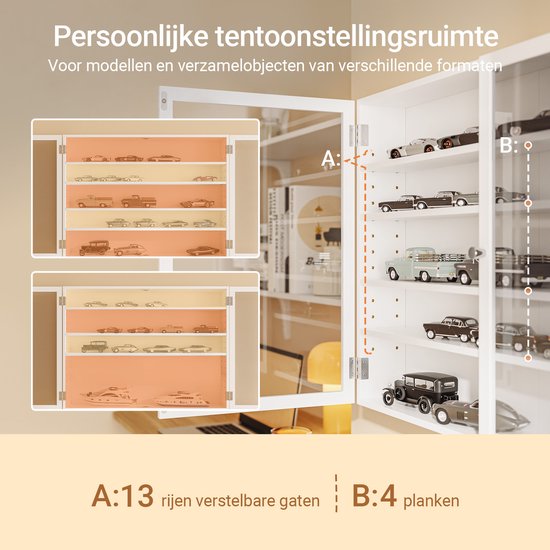 SoBuy Wandschrank mit 2 Flügeltüren und 4 verstellbaren Einlegeböden – Platzsparender Aufbewahrungsschrank – Wandmontage – Weiß – FSB113-W