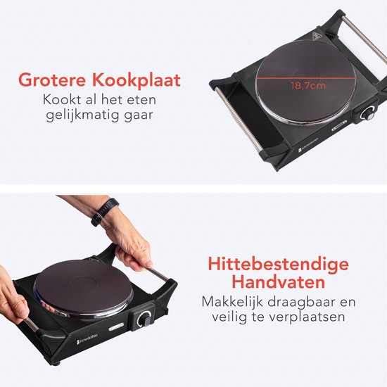 KitchenBrothers Elektrokochfeld - 1 Brenner - 1500W - Schwarz