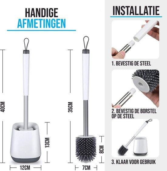 Strex Toilettenbürste Silikon mit Halter - Schnell trocknend, hygienisch und antibakteriell - Toilettenbürste - Toilettenbürstenhalter