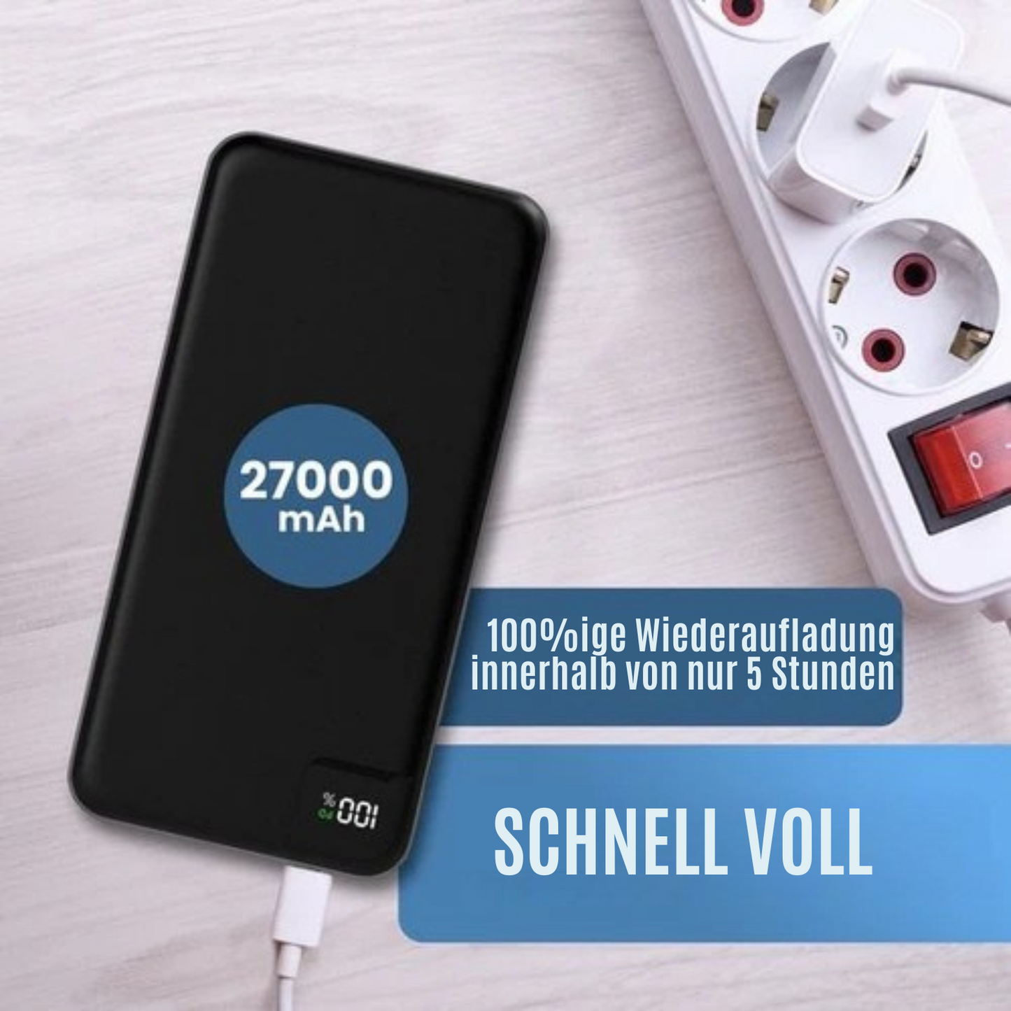 Strex - Powerbank - 27.000 mAh - 22.5W Schnellader - USB-A/USB-C - Universelle Powerbank für u.a. iPhone/Samsung - Schwarz