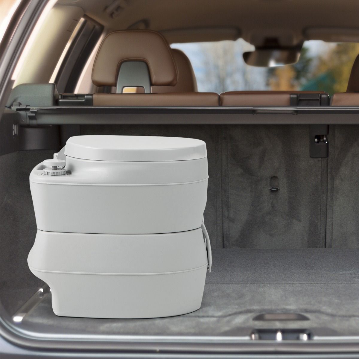 Coast Portable Campingtoilette - abnehmbarer 20L Wassertank - mit Spülpumpe - 45 x 40 x 42 cm - Grau