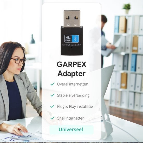Garpex® Wireless USB WiFi Bluetooth Adapter - Drahtloser Dongle USB2.0 WiFi BT4.0 Adapter