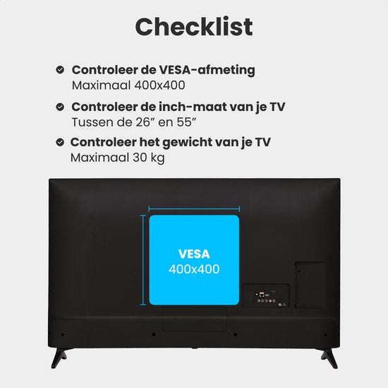 Auronic TV-Halterung – 26 bis 55 Zoll – TV-Wandhalterung – dreh- und neigbar – bis zu 40 kg – VESA 400 mm x 400 mm – u. a. für 43" und 55" – Schwarz