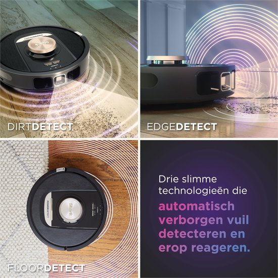 Shark PowerDetect Staubsaugerroboter mit Entleerungs-/Ladestation - Umfassende 360° Lasernavigation - Mit App und Anti-Geruchs-Technologie - Für Haustiere - RV2820VEEU