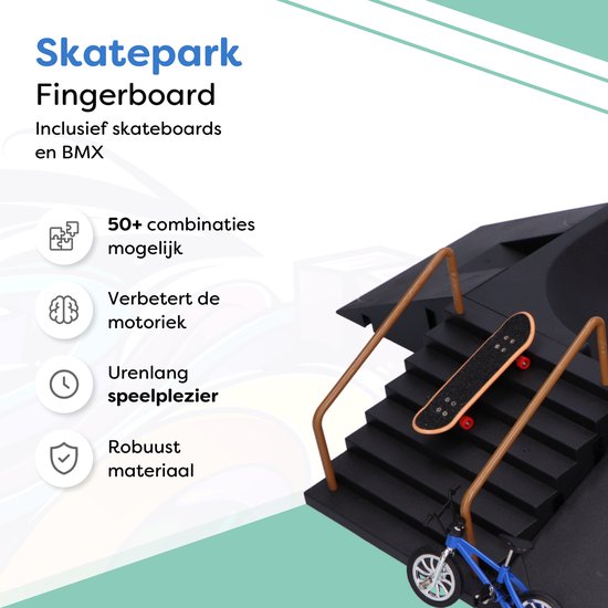 Fingerboard Skatepark - 6 Rampen - 3 Skateboards - 1 BMX - Finger - Tech - Finger Skateboard - Mini - Skate-Rampe - Deck