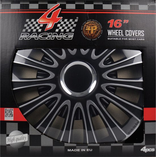 Carpoint Radkappen Le Mans Pro 16 Zoll Abs Schwarz/Silber Satz von 4