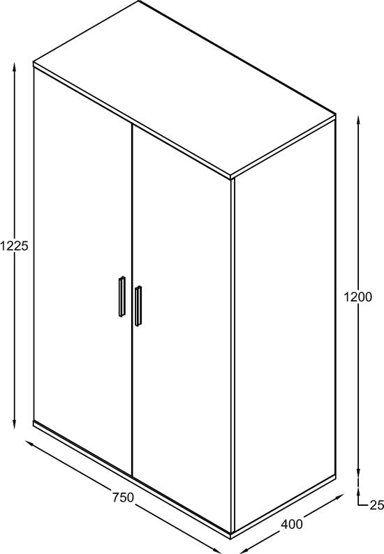 Kinderkleiderschrank - Hängeteil und Regal - 120 cm hoch