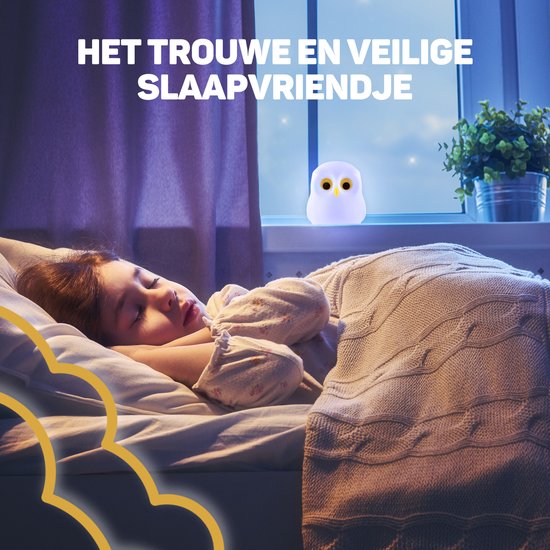 Vulpes Goods® Kinder-Nachtlicht - 8 LED-Farben & Weiß - Babyzimmer-Nachtlicht - Eule - USB wiederaufladbar - Dimmer - Timer - Kabellos - Kinderfreundlich