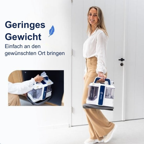 Samako - Professioneller Teppichreiniger - Tragbar - Sofa-Reiniger- Mit Extra-Bürste - Weiß/Blau