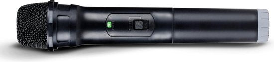 Bluetooth-Lautsprecher mit Mikrofon - Partybox mit Stimmungsbeleuchtung - Musikbox und Karaoke-Set - Party-Lautsprecher mit Bluetooth-, Aux- und USB-Eingängen - leicht zu transportieren mit Tragegriff - Schwarz