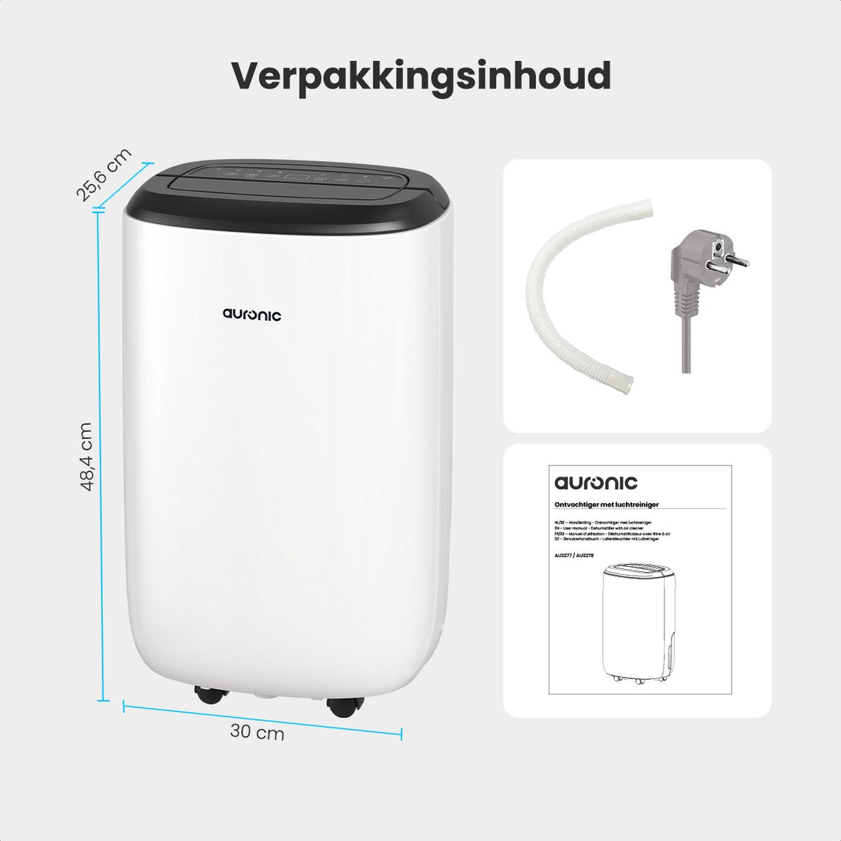Auronic Luftentfeuchter und Luftreiniger - Pro Plus Serie - Schlafzimmer und Wohnzimmer - Entfeuchtet 10L pro Tag im Haus - Waschtrockenfunktion - Weiß